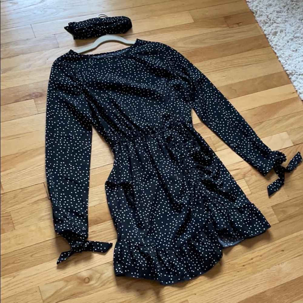Black polka dot dress